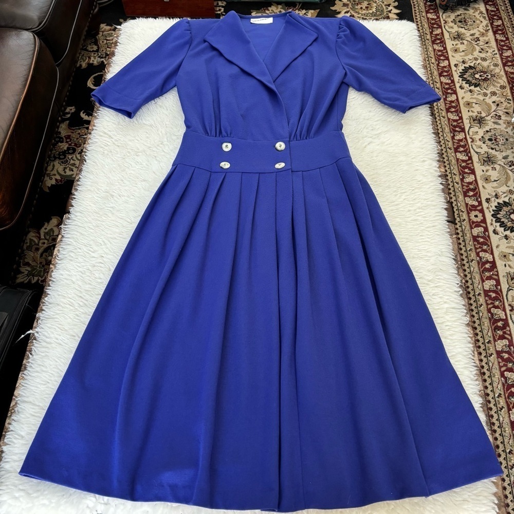 Brenner Vintage Elegant Blue Women's Dress size Medium - Picture 2 of 16